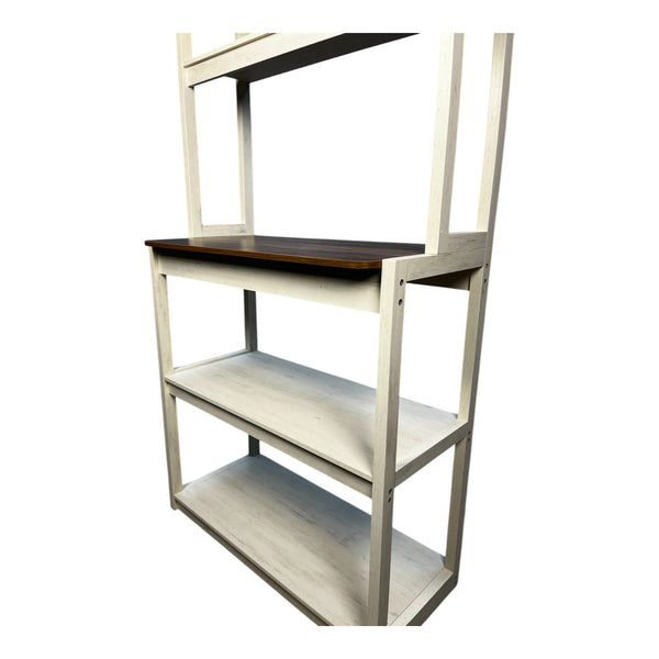 English Elm 39.37" 5-Tier Bakers Rack for Kitchen with Spacious Shelves, Durable Particle Board, Coffee Bar Stand Brown+White W1412P230434