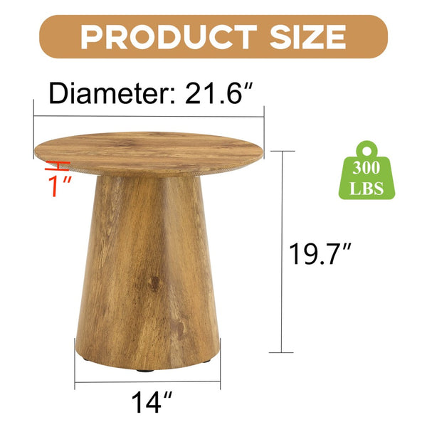 English Elm Nested Round Coffee Table Set Two Piece Wood Grain Veneer for Living Room or Office W2920S00113