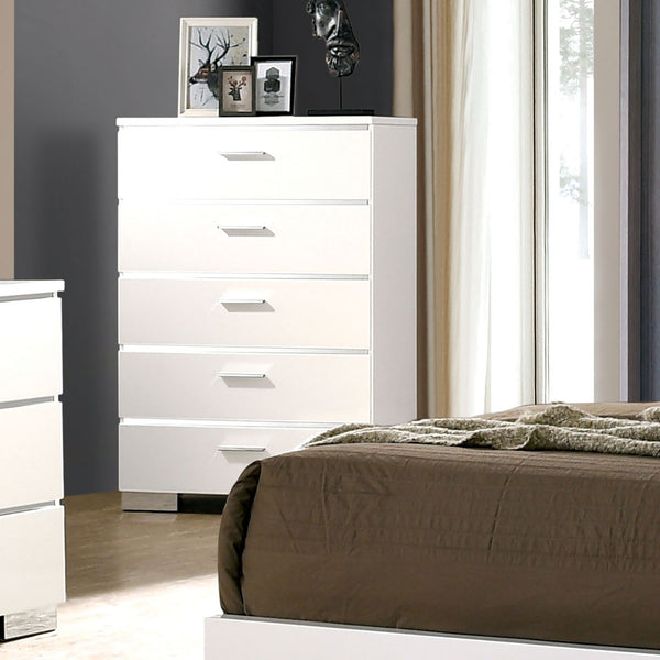 English Elm 1pc Crocodile-Embossed Chest with Diamond-Crusted Handles, Silver-Lined Panels, Glam Contemporary Appeal Chrome,White 39 L x 21 W x 56 H B2741P368138