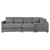 English Elm 121.3" Sectional Couch Sofa Bed Modular Sofa With Two Movable Ottomans For Living Room (Old Sku:N719S001640E), Gray