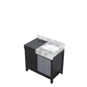 English Elm Black Black and Grey Bath Vanity 36 in W x 22 in D with Castle Grey Marble Top, Solid Wood Frame, Soft-Close Drawers, Scratch-Resistant Countertop, Pre-Drilled Faucet Hole B2731P261081