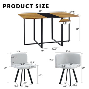 English Elm 7-piece Modern Dining Set Seats Six with Two-tone Wood Table and Gray Pu Chairs W3875S00126
