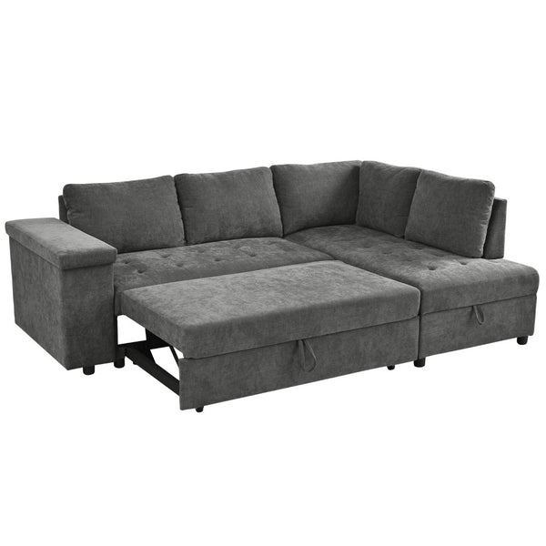 English Elm Mirod L Shaped Sleeper Sectional with Hidden Storage and Fold Out Bed for Apartments N760S0000030G