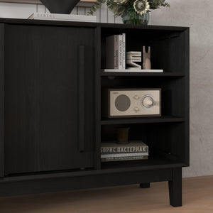 English Elm 47.3" Fluted Farmhouse Sideboard with Solid Wood Feet and Open Shelving for Dining Rooms W1801P428581