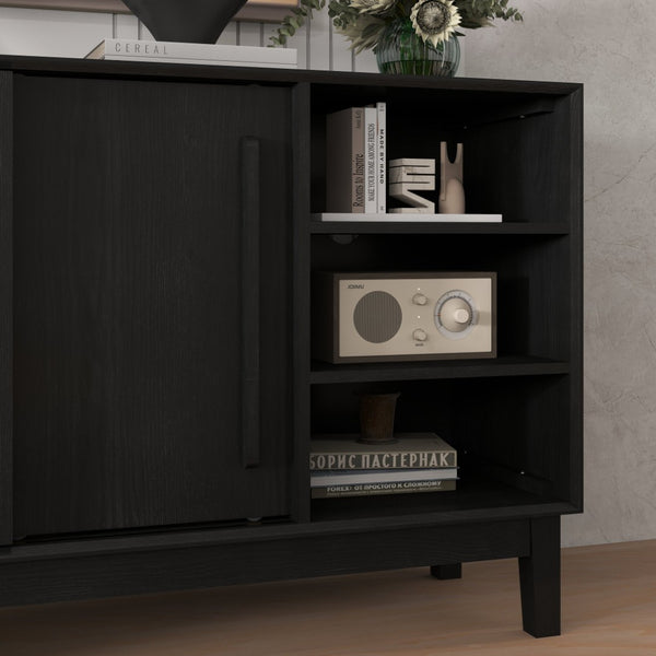 English Elm 47.3" Fluted Farmhouse Sideboard with Solid Wood Feet and Open Shelving for Dining Rooms W1801P428581