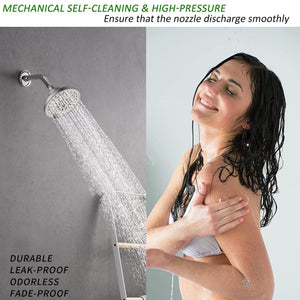 English Elm 6 High-Pressure Shower Head 5" Rain Fixed Ceiling-Mount with 6 Spray Modes, Anti-Clog Nozzles, Easy Install, Low-Flow Performance Brushed Nickel T3177P277454