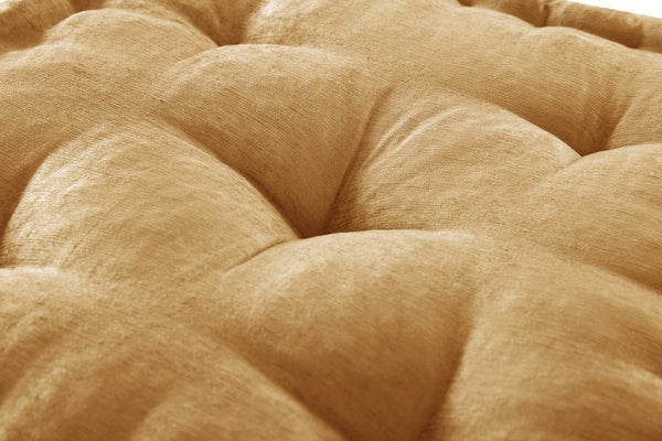 English Elm 1- Piece Tufted Chenille Floor Cushion with Scalloped Edge for Bohemian Living Spaces Yellow B035P482972