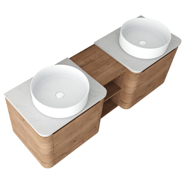 English Elm 60'' Wall-Mounted Bathroom Vanity With Ceramic Art Sink, Soft-Close Door & Stylish Storage Solutions W999S00410