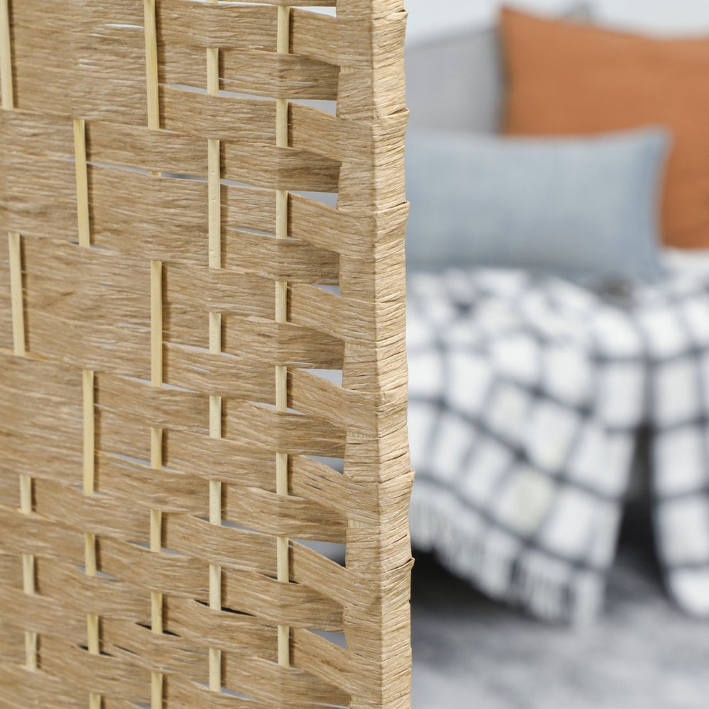 English Elm Homcom Eight Panel Woven Bamboo Room Divider Arched Freestanding Privacy Partition W2225P485585