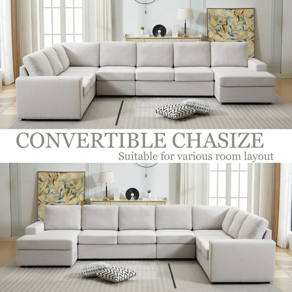 English Elm Large Modular L Shaped Sectional Sofa with Plush Cushions for Contemporary Living B2730S00068