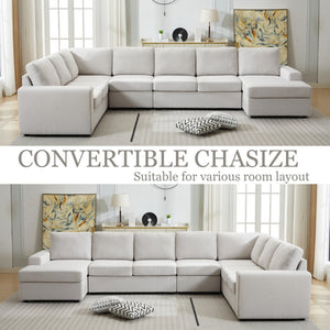 English Elm Large Modular L Shaped Sectional Sofa with Plush Cushions for Contemporary Living B2730S00054