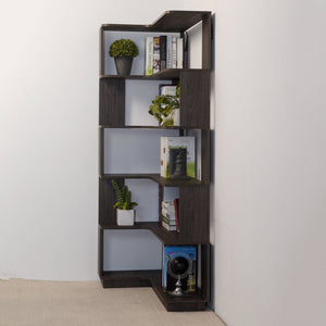 English Elm 90cm Five Tier L Shaped Corner Bookcase Open Wood Shelving for Home Office or Living Room W2899P444159