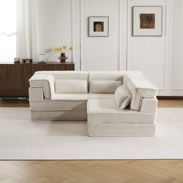 English Elm Compression Mahjong Sofa - Versatile Convertible Floor Bed, Soft Fleece, No Assembly, 3 Pillows W3723S00019
