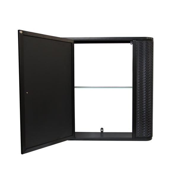 English Elm Wall-Mounted Antique Black Mirrored Medicine Cabinet with Steel Frame, 2 Shelves, Space-Saving Organizer W3122P272885