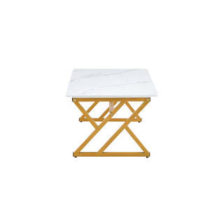 English Elm A Sintered Stone Top Coffee Table with Golden X Legs for Modern Living Rooms W1151P154282