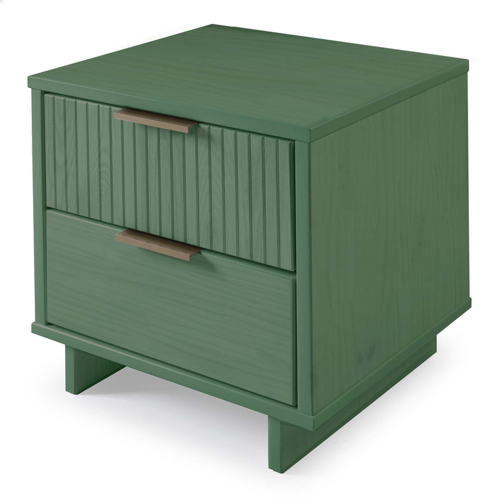 English Elm Granville 18" Sage Green Nightstand With 2 Drawers, Glam Gold Accents & Modern Wood Design B365P398528