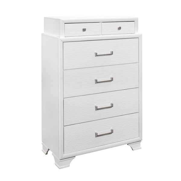 English Elm Civic White King Bedroom Set with Bookcase Headboard Built-in Lighting and Storage B201S00492