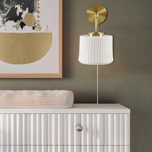 English Elm White Ceramic Wall Sconce Gold Adjustable Swing Arm, Porcelain Shade, 12.5"H, Modern Glam Light Fixture B035P264534