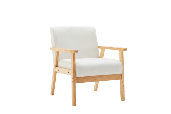 English Elm Bari Mid-century Linen Sofa and Chair Set with Natural Wood Legs for Living Rooms B2749S00065