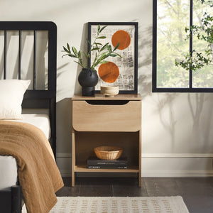 Domm Modern Scandinavian Nightstand with Open Cubby, Sleek Design & Quick 30-Minute Assembly