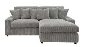 English Elm Tavia Gray Corduroy Reversible Sectional Sofa with 6 Pillows, Pocket Coil Seats, Modern L-Shape B2726P271002