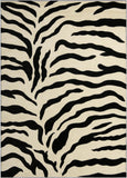 Unique Loom Wildlife Zebra Machine Made Animal Print Rug Ivory, Black/Ivory 9' 0" x 12' 0"