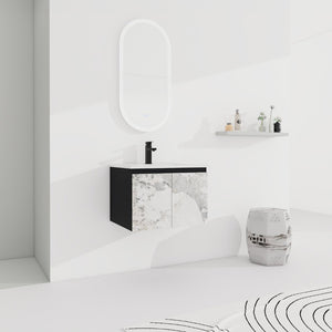 English Elm 24'' Floating Wall-Mounted Bathroom Vanity With Ceramic Sink, Soft-Close Doors & Modern Design P5 W999S00173-GIGA