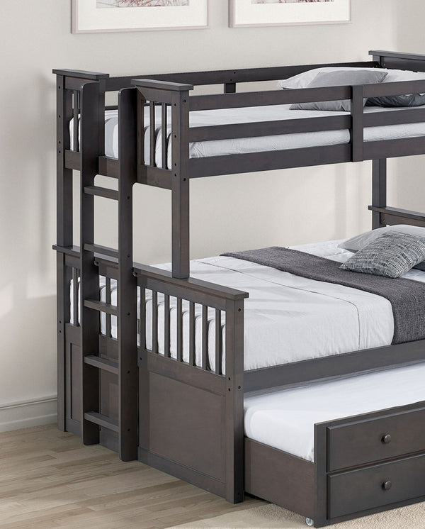 English Elm Transitional Twin Over Full Bunk Bed With Storage Drawers, Stylish Grey Finish & Safety Ladder B2741S00297-GIGA