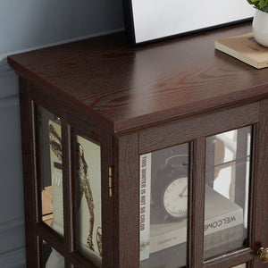 English Elm Led Curio Display Cabinet - Antique Cherry Showcase With Adjustable Shelves, Bluetooth Led Lights & More! W2275P231694