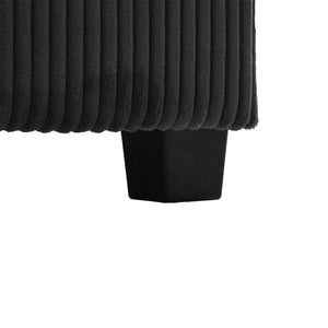 English Elm UNITED Corduroy L-Shaped Sectional Sofa with Storage Ottoman, USB Ports, Cup Holders & LED Lighting Dark Gray W1568P332407