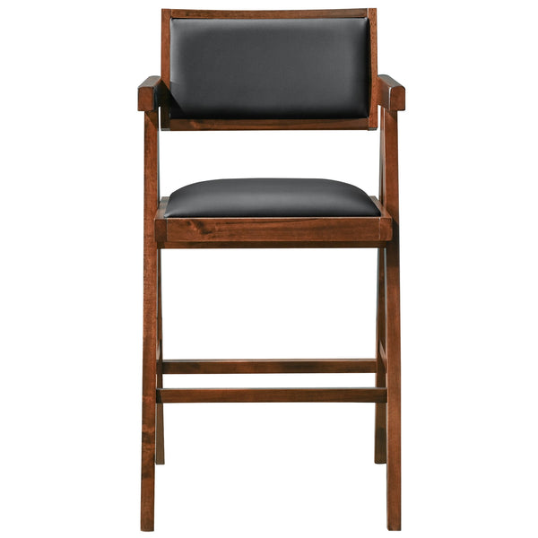 English Elm Ashcroft Furniture - Athena Mid-Century Counter Chair Set of 2 in Black Vegan Leather with Solid Wood Frame & Footrest B183P231267