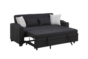 English Elm Bennett Convertible Fabric Sleeper Loveseat with Usb Port Cupholders and Storage Pocket B061S00845