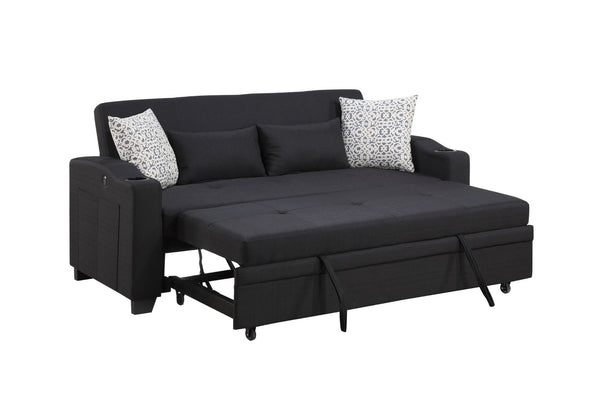 English Elm Bennett Convertible Fabric Sleeper Loveseat with Usb Port Cupholders and Storage Pocket B061S00845