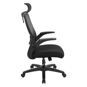 OSP Home Furnishings Mesh Back Ergonomic Manager Chair with Adjustable Headrest Lumbar Support for Home Office EM65151HR-3