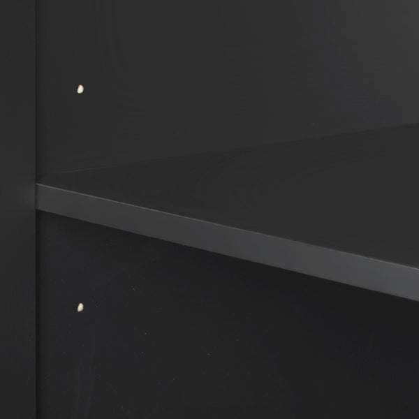 English Elm K&K Fluted Kitchen Island with Extendable Dining Table, Art Deco Mid-Century Design, Built-In Power Hub, Gold Handle Black N707S000018B