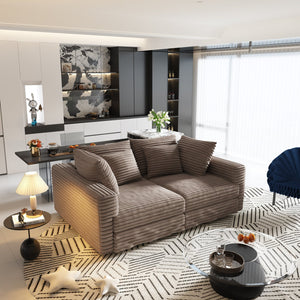 English Elm 102.4" Plush Corduroy 4-Seat Sofa - Modern Cloud Couch With Movable Ottoman & Deep Cushions For Comfort W1885S00132