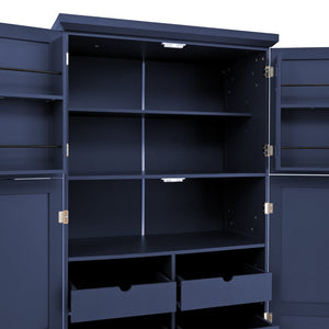 English Elm [assembly Included] Topmax Shaker Pantry Cabinet Tall Mdf Kitchen Storage with Pull-out Trays Blue SP000099AAC