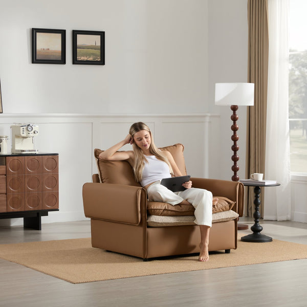 English Elm Modern Oversized Accent Chair – Versatile Single Sofa Lounge For Living Room & Bedroom Comfort W2997P294037