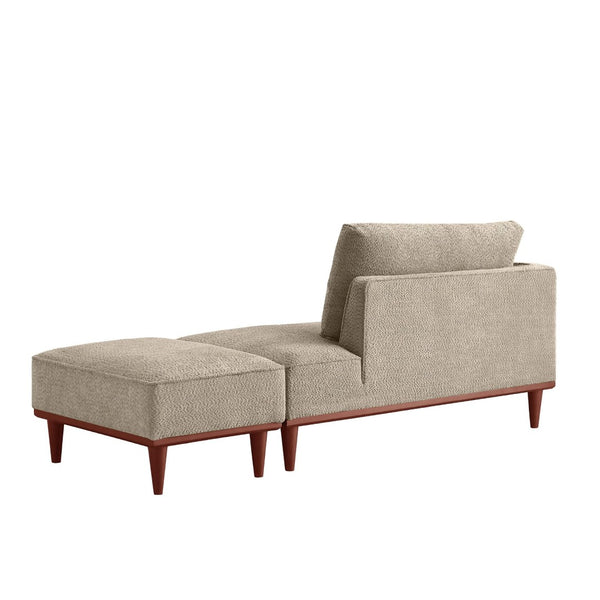 English Elm Indoor Boucle Chaise Lounge with Detachable Ottoman Convertible Daybed Bedroom Reading Nook Camel W5515P438688