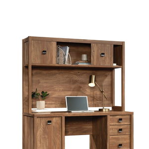 English Elm Hutch, Stylish Brown-Finish Office Storage Solution With Multiple Compartments For Organized Workspaces B356P367795