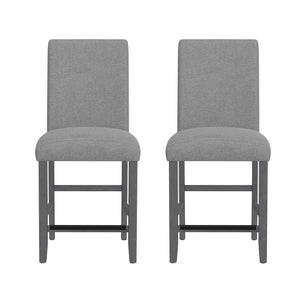 English Elm Wallace & Bay - Gray Upholstered Barstools Set of 2 – Transitional Walnut Ash Engineered Wood, Comfortable Tall Seating 39.5" B2709P212268