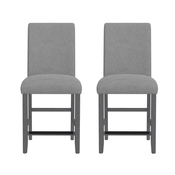 English Elm Wallace & Bay - Gray Upholstered Barstools Set of 2 – Transitional Walnut Ash Engineered Wood, Comfortable Tall Seating 39.5" B2709P212268