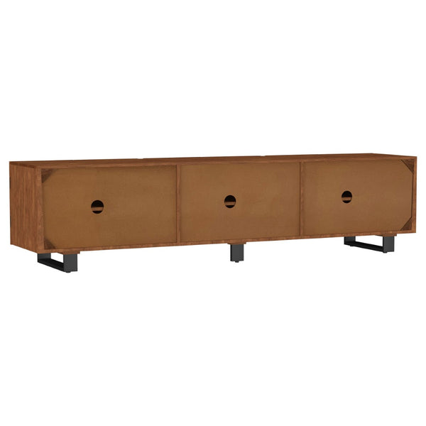 English Elm Harper Solid Mango Wood Media Console with Curved Doors for Large Living Rooms B062P451817