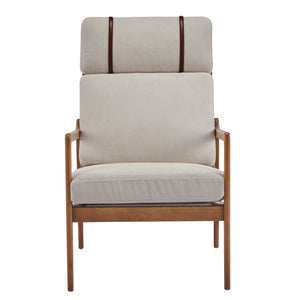 English Elm Christopher Knight Home® - Mid Century Modern Accent Armchair - Ergonomic High Back, Light Gray Cushions, Walnut Frame For Cozy Spaces N767P298391G