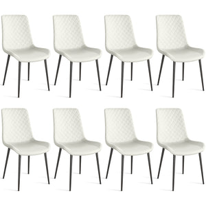 English Elm White PU Leather Dining Chair Set of 2 — Thick Cushion, Metal Legs, Durable PU, Adjustable Feet, 300lb Capacity T3967P399493