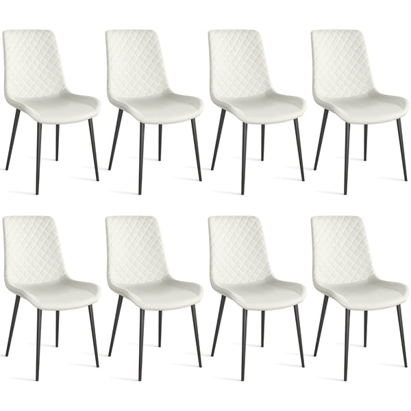 English Elm White PU Leather Dining Chair Set of 2 — Thick Cushion, Metal Legs, Durable PU, Adjustable Feet, 300lb Capacity T3967P399493