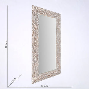 English Elm Rustic White Handcarved Rectangle Mirror - 36" X 72" Oversized Accent For Light & Charm In Any Room B346P353980-GIGA