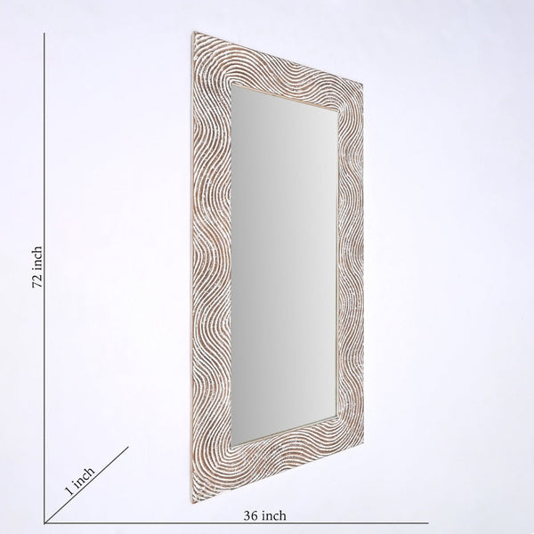 English Elm Rustic White Handcarved Rectangle Mirror - 36" X 72" Oversized Accent For Light & Charm In Any Room B346P353980-GIGA