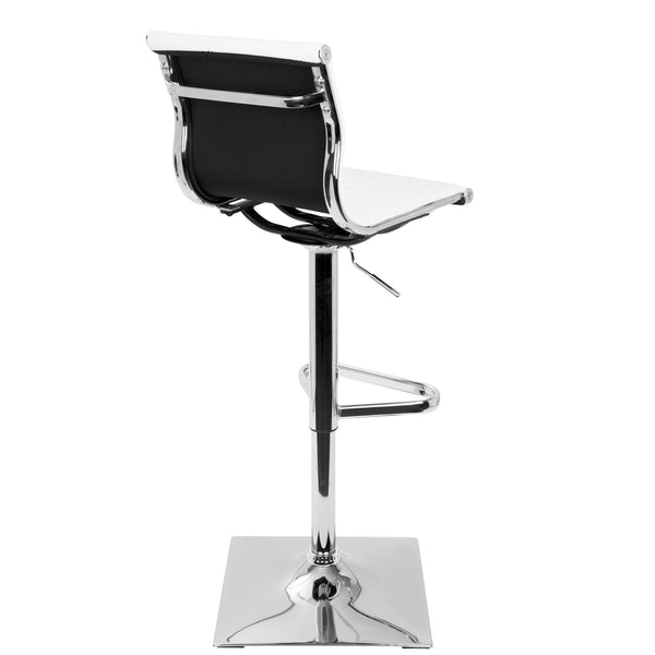 English Elm Masters Contemporary Adjustable Barstool with Swivel, Faux Leather Seat, Chrome Base, Comfort Height White B202P222339