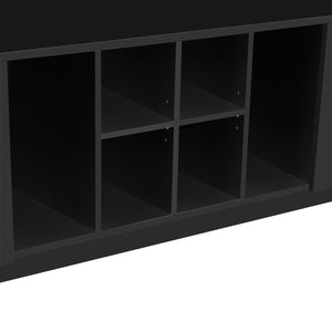 English Elm U-Can 5-in-1 Entryway Bench Hall Tree with 7 Hooks, 2 Drawers & Adjustable Shelves for Organized Homes Black N724P235232B